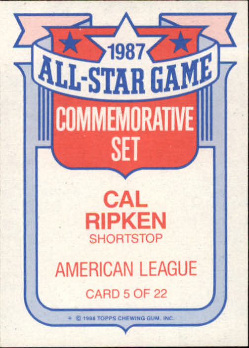 1988 Topps Glossy All-Stars #5 Cal Ripken back image