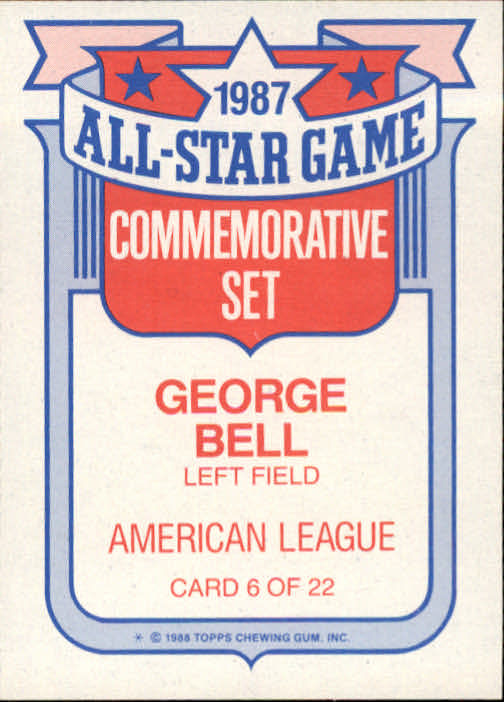 1988 Topps Glossy All-Stars #6 George Bell back image