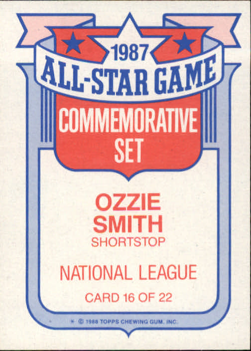 1988 Topps Glossy All-Stars #16 Ozzie Smith back image