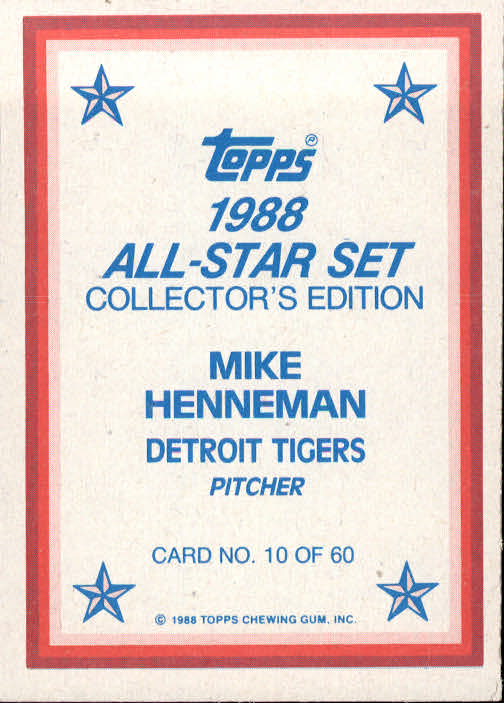 1988 Topps Glossy Send-Ins #10 Mike Henneman back image