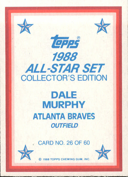 1988 Topps Glossy Send-Ins #26 Dale Murphy back image