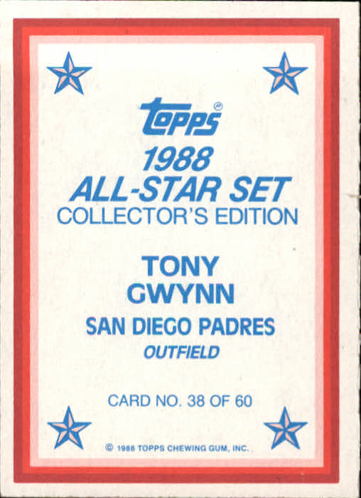 1988 Topps Glossy Send-Ins #38 Tony Gwynn back image
