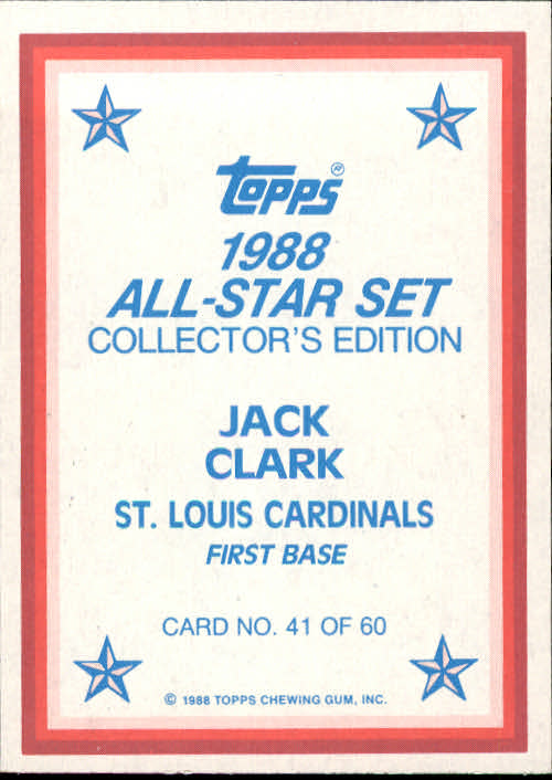 1988 Topps Glossy Send-Ins #41 Jack Clark back image