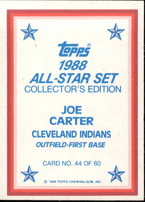 1988 Topps Glossy Send-Ins #44 Joe Carter back image