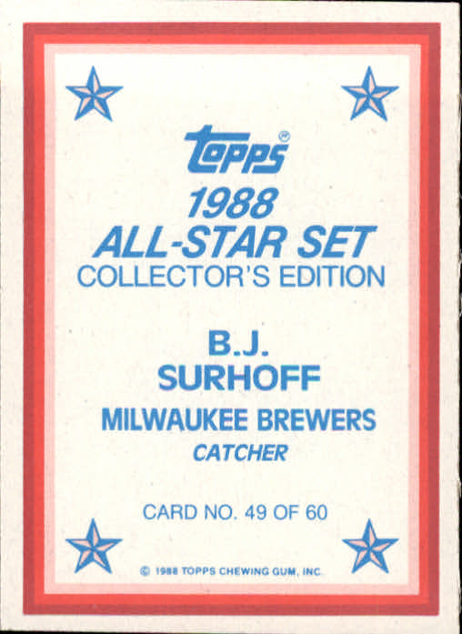 1988 Topps Glossy Send-Ins #49 B.J. Surhoff back image