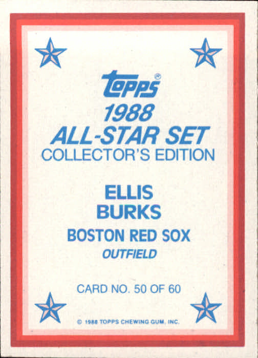1988 Topps Glossy Send-Ins #50 Ellis Burks back image
