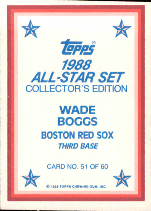 1988 Topps Glossy Send-Ins #51 Wade Boggs back image