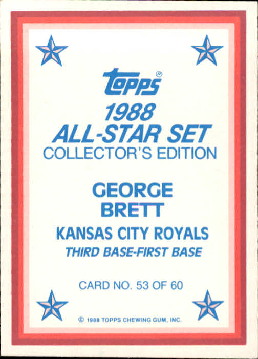 1988 Topps Glossy Send-Ins #53 George Brett back image