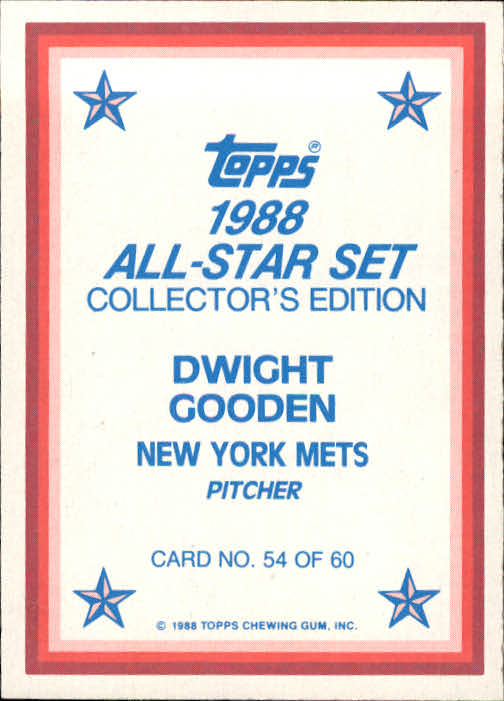 1988 Topps Glossy Send-Ins #54 Dwight Gooden back image
