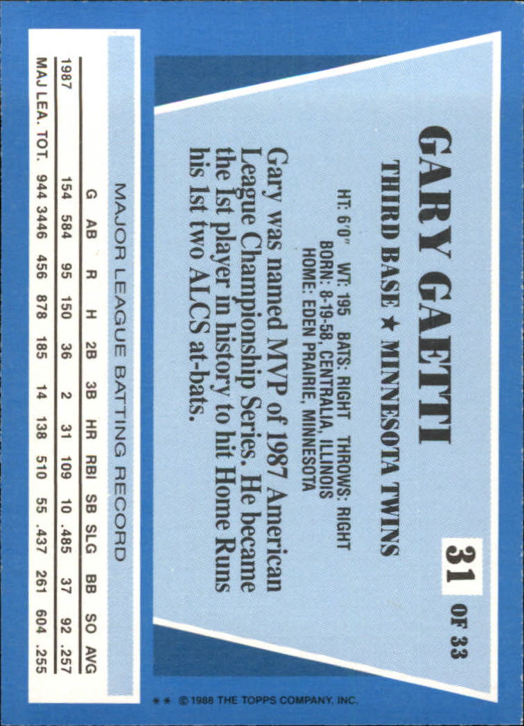 A8340- 1988 Topps Rite-Aid Team Mvp's BB # S 1-33 -du Pick- 15 + Gratis US - Bild 39 von 43