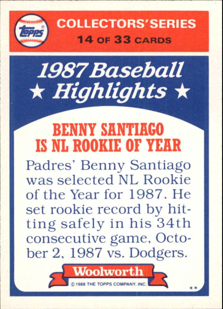  Topps Collectors Edition Benito Santiago Benny