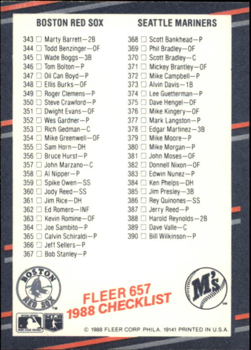 A0385- 1988 Fleer Baseball Cards 496-660 +Inserts -You Pick- 15+ FREE US SHIP - Picture 310 of 315