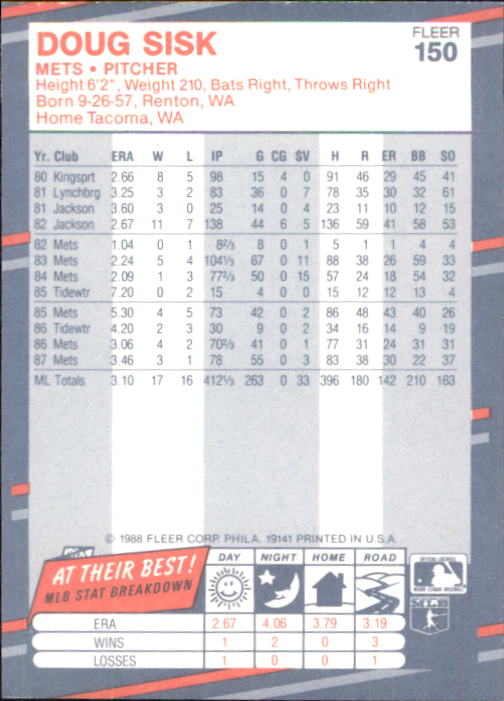 B2232- 1988 Fleer Glossy Baseball Card #s 1-250 -You Pick- 15+ FREE US SHIP - Picture 289 of 482