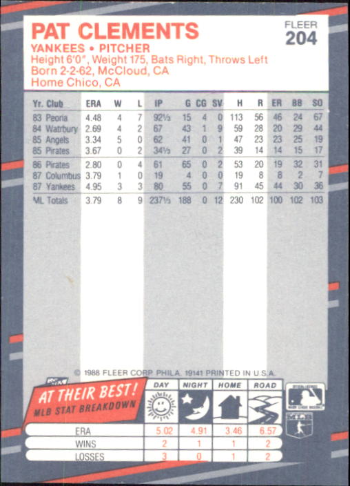 B2232- 1988 Fleer Glossy Baseball Card #s 1-250 -You Pick- 15+ FREE US SHIP - Picture 395 of 482