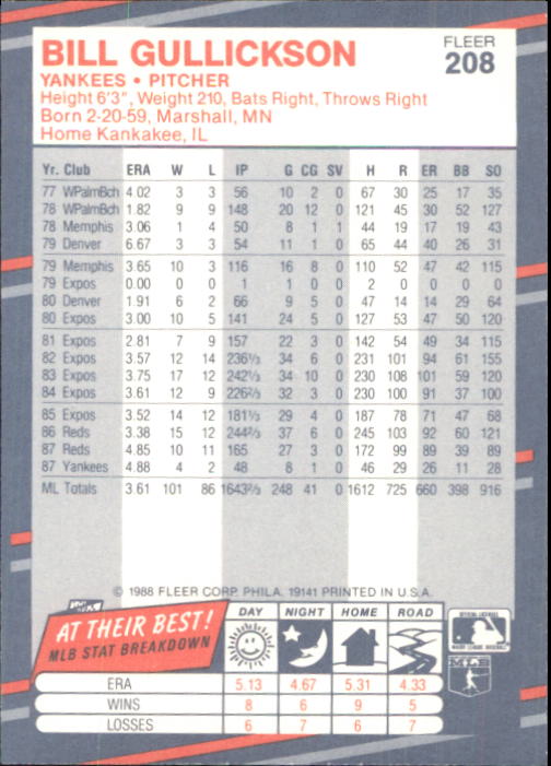 B2232- 1988 Fleer Glossy Baseball Card #s 1-250 -You Pick- 15+ FREE US SHIP - Picture 403 of 482