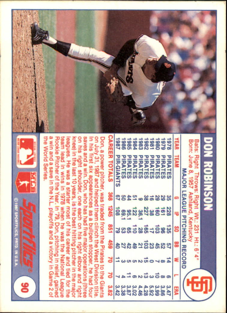 1988 Sportflics #90 Don Robinson back image