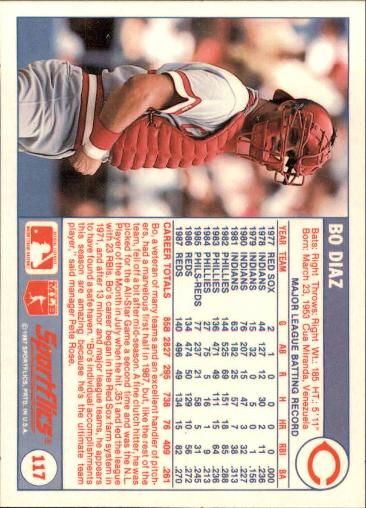 1988 Sportflics #117 Bo Diaz back image