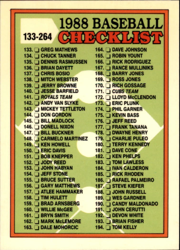 A8983- 1988 Topps Tiffany Baseball Karten 201-400 -du Pick- 15 + Gratis US - Bild 103 von 385