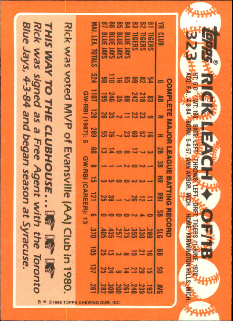 A8983- 1988 Topps Tiffany Baseball Cards 201-400 -You Pick- 15+ FREE US SHIP - Picture 206 of 330