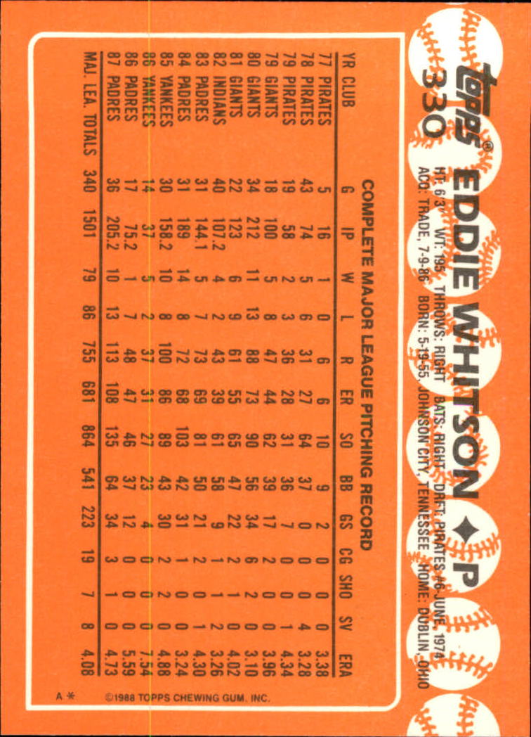 A8983- 1988 Topps Tiffany Baseball Cards 201-400 -You Pick- 15+ FREE US SHIP - Picture 220 of 330