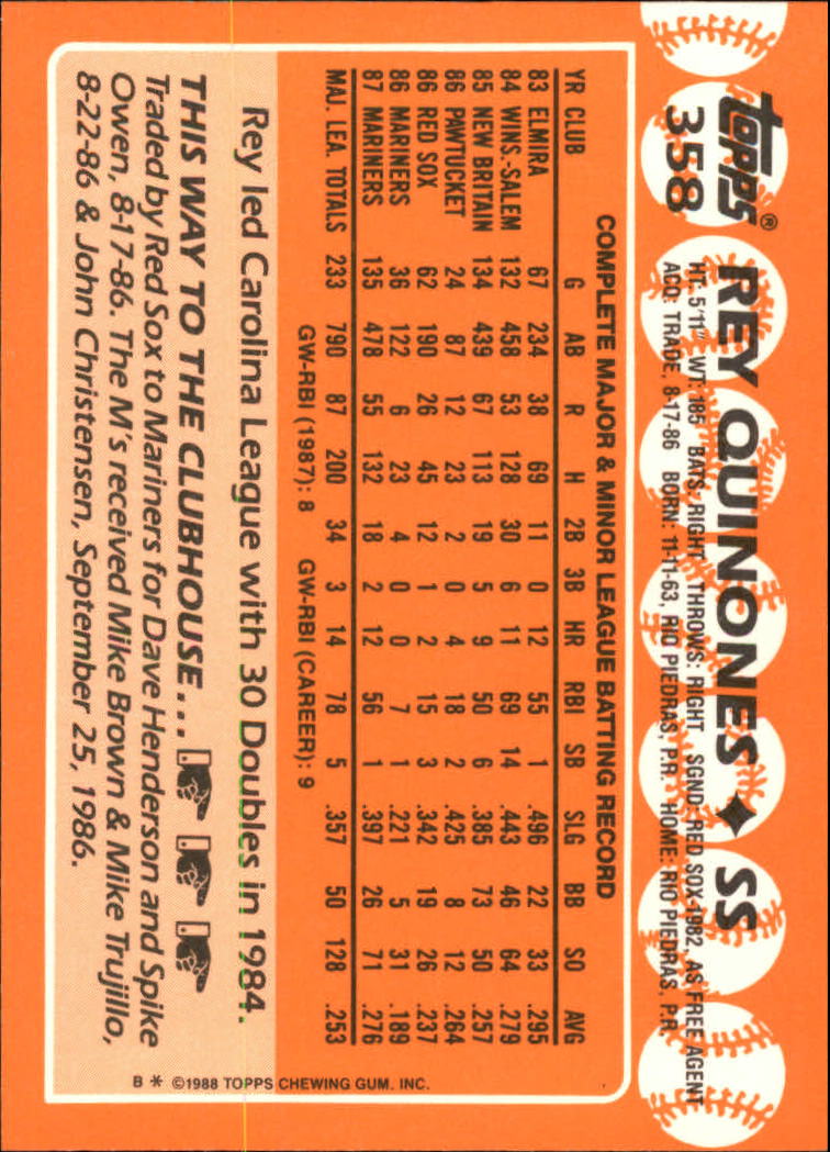 A8983- 1988 Topps Tiffany Baseball Cards 201-400 -You Pick- 15+ FREE US SHIP - Picture 270 of 330