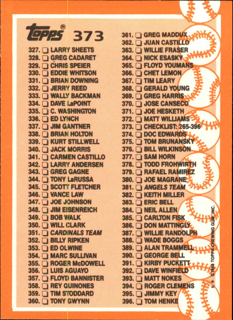 A8983- 1988 Topps Tiffany Baseball Cards 201-400 -You Pick- 15+ FREE US SHIP - Picture 292 of 330