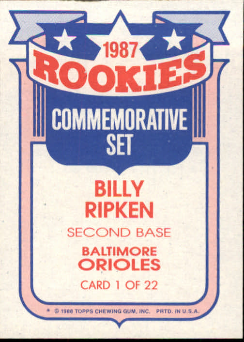 1988 Topps Rookies #1 Bill Ripken back image