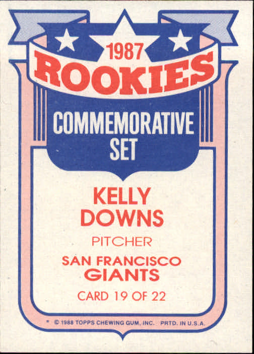1988 Topps Rookies #19 Kelly Downs back image