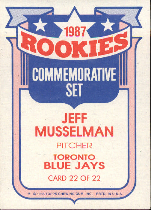 1988 Topps Rookies #22 Jeff Musselman back image