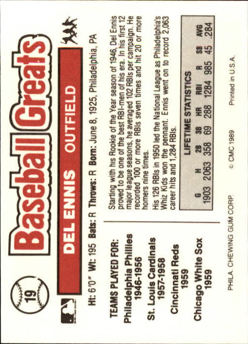 B3453- 1989 Swell Baseball Greats Card #s 1-135 -You Pick- 15+ FREE US SHIP - Picture 39 of 263
