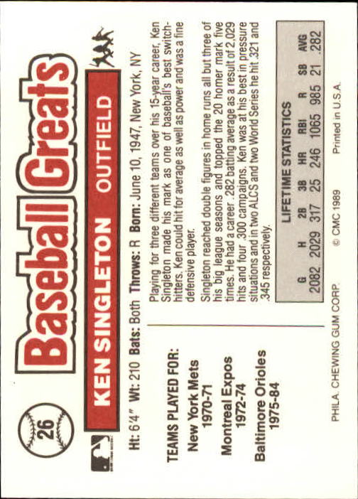 B3453- 1989 Swell Baseball Greats Card #s 1-135 -You Pick- 15+ FREE US SHIP - Picture 53 of 263