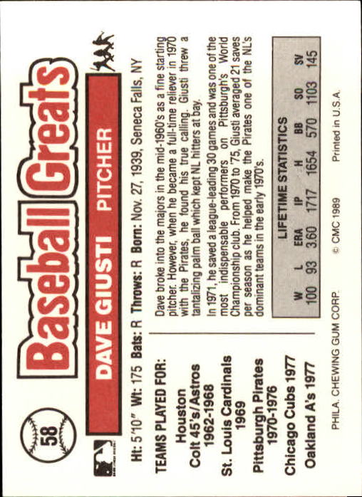 B3453- 1989 Swell Baseball Greats Card #s 1-135 -You Pick- 15+ FREE US SHIP - Picture 115 of 263