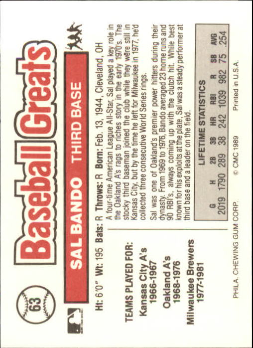 B3453- 1989 Swell Baseball Greats Card #s 1-135 -You Pick- 15+ FREE US SHIP - Picture 125 of 263