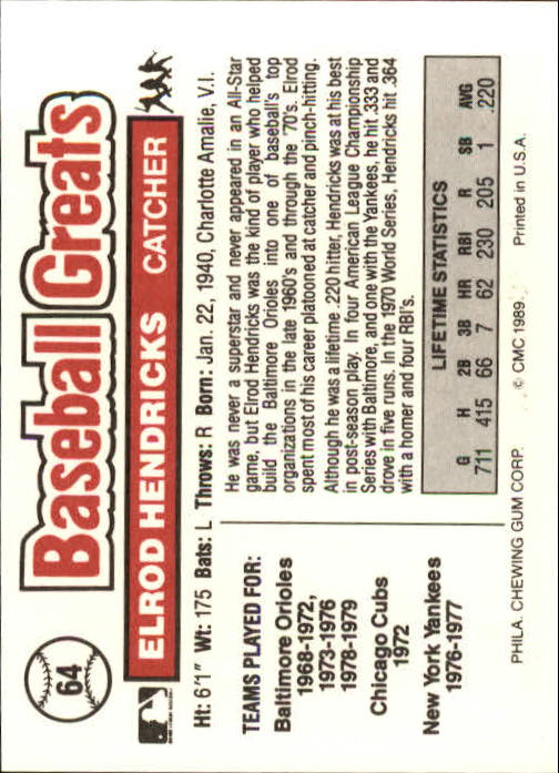 B3453- 1989 Swell Baseball Greats Card #s 1-135 -You Pick- 15+ FREE US SHIP - Picture 127 of 263