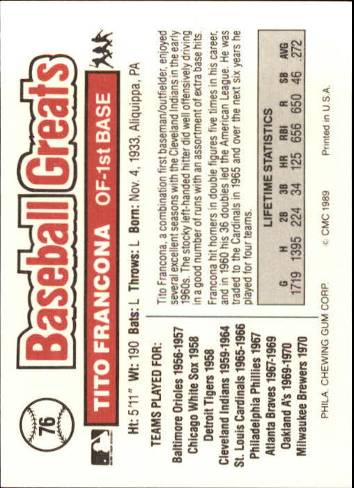 B3453- 1989 Swell Baseball Greats Card #s 1-135 -You Pick- 15+ FREE US SHIP - Picture 149 of 263