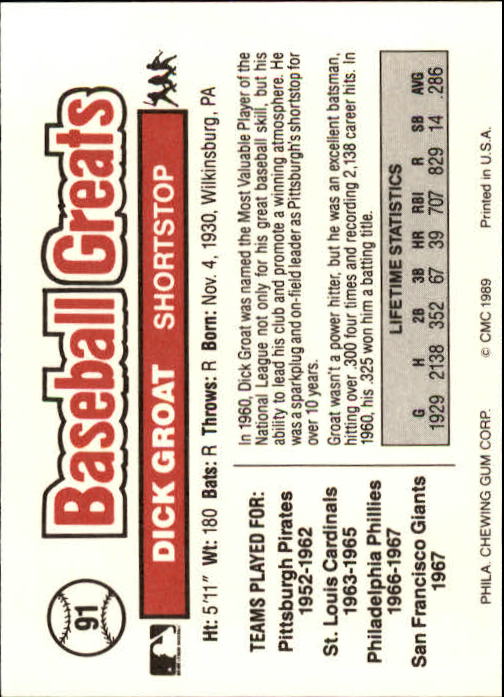 B3453- 1989 Swell Baseball Greats Card #s 1-135 -You Pick- 15+ FREE US SHIP - Picture 179 of 263