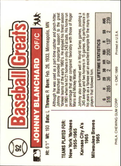 B3453- 1989 Swell Baseball Greats Card #s 1-135 -You Pick- 15+ FREE US SHIP - Picture 181 of 263
