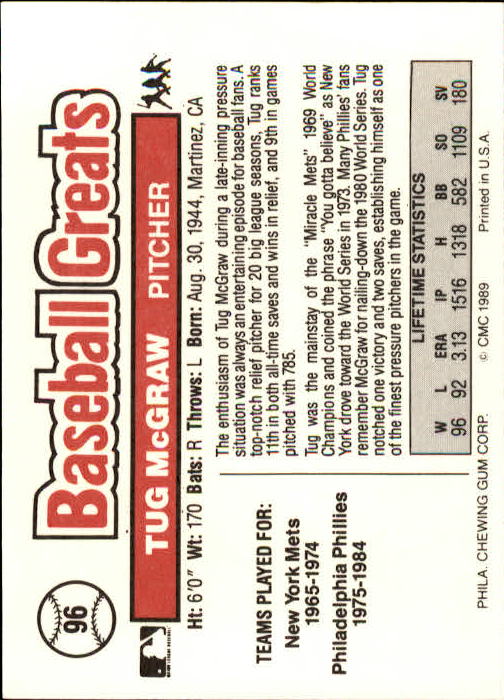 B3453- 1989 Swell Baseball Greats Card #s 1-135 -You Pick- 15+ FREE US SHIP - Picture 189 of 263