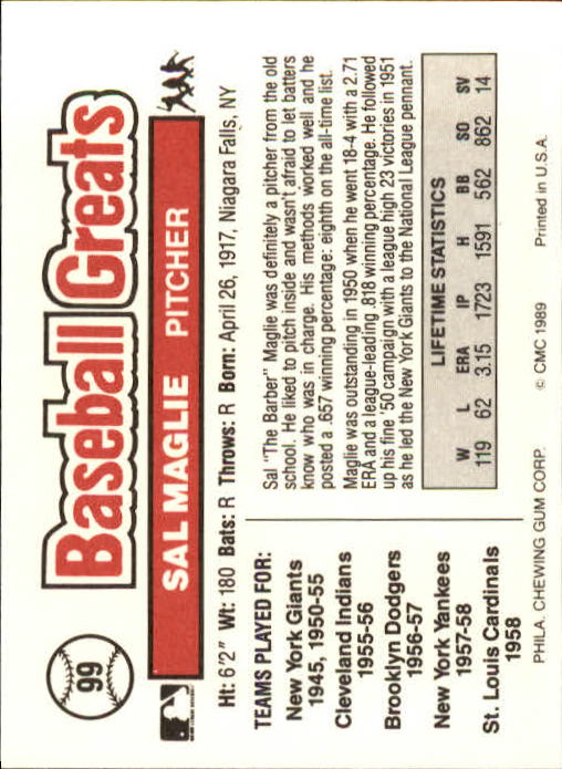 B3453- 1989 Swell Baseball Greats Card #s 1-135 -You Pick- 15+ FREE US SHIP - Picture 195 of 263