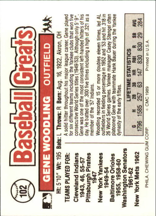 B3453- 1989 Swell Baseball Greats Card #s 1-135 -You Pick- 15+ FREE US SHIP - Picture 201 of 263