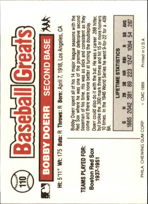 B3453- 1989 Swell Baseball Greats Card #s 1-135 -You Pick- 15+ FREE US SHIP - Picture 215 of 263