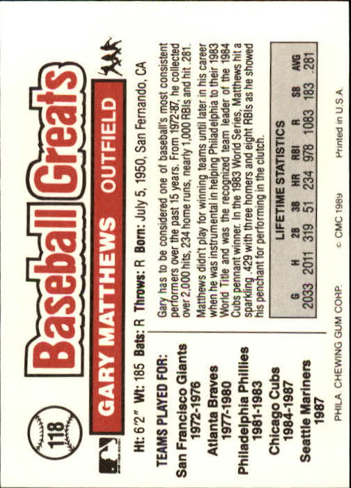 B3453- 1989 Swell Baseball Greats Card #s 1-135 -You Pick- 15+ FREE US SHIP - Picture 231 of 263