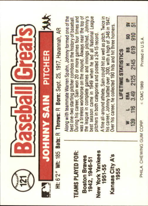 B3453- 1989 Swell Baseball Greats Card #s 1-135 -You Pick- 15+ FREE US SHIP - Picture 237 of 263