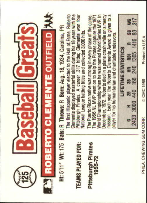 B3453- 1989 Swell Baseball Greats Card #s 1-135 -You Pick- 15+ FREE US SHIP - Picture 245 of 263