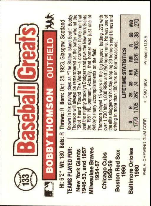 B3453- 1989 Swell Baseball Greats Card #s 1-135 -You Pick- 15+ FREE US SHIP - Picture 259 of 263