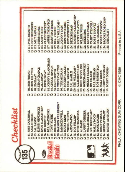 B3453- 1989 Swell Baseball Greats Card #s 1-135 -You Pick- 15+ FREE US SHIP - Picture 263 of 263