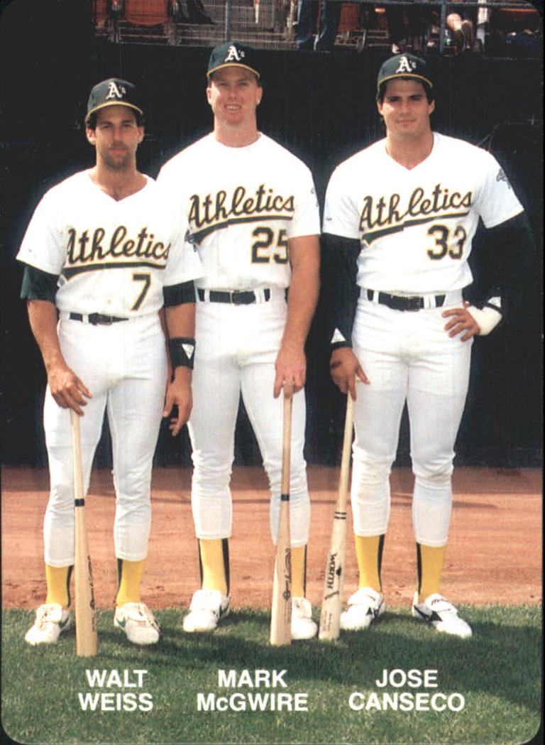 1989 A's Mother's ROY's #4 Walt Weiss/Mark McGwire/Jose Canseco - NM-MT