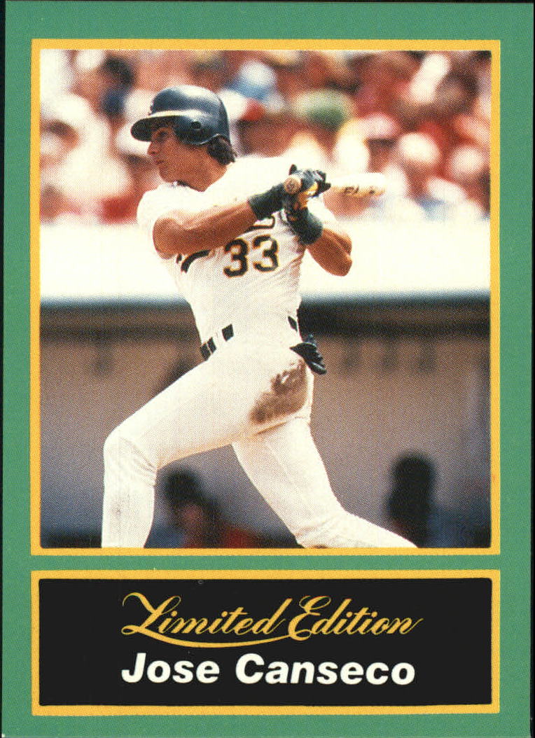 1989 CMC Canseco #17 Jose Canseco/Follow through on swing/stain on pa ...