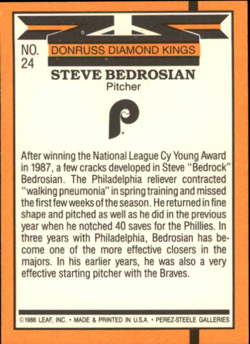1989 Donruss #24 Steve Bedrosian DK back image