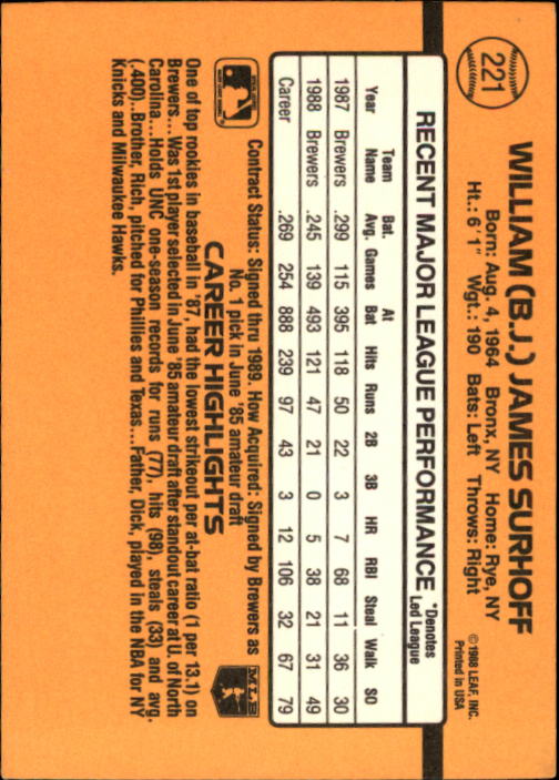 A9832- 1989 Donruss Baseball Cards 1-250 +Rookies -You Pick- 15+ FREE US SHIP - Picture 439 of 497
